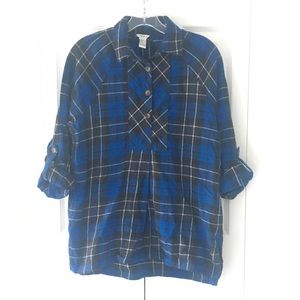 Women's blue flannel tunic